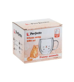 Кружка стеклянная с двойными стенками 280 мл Funny animals PERFECTO LINEA 30-130002