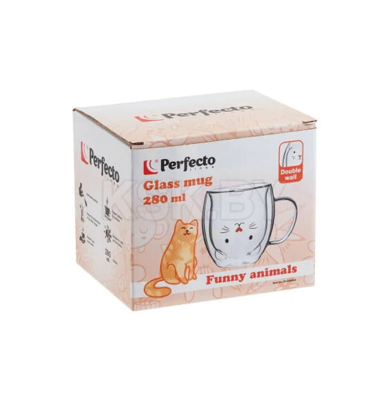Кружка стеклянная с двойными стенками 280 мл Funny animals PERFECTO LINEA 30-130002 (30-130002) 