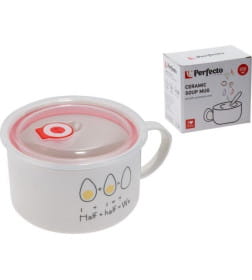 Кружка керамическая для супа с крышкой с паровыпуском 850 мл EGG PERFECTO LINEA 17-902172