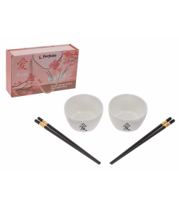 Набор керамических мисок с палочками для еды (2 миски, 4 палочки) Asian PERFECTO LINEA 30-108001