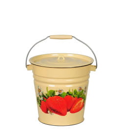 Ведро с крышкой СтальЭмаль (12,0) "Клубника садовая" 1с28с крем.