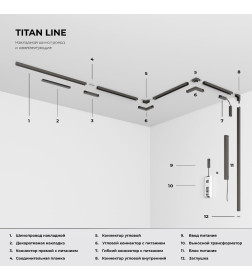 Трековый поворотный светильник 10W 3000K титан Titan Line