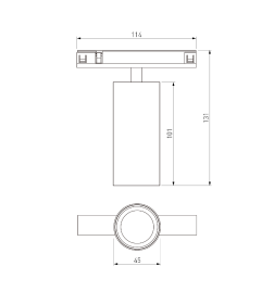 Трековый поворотный светильник 10W 3000K титан Titan Line
