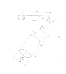 Трековый поворотный светильник Slim Magnetic 13W 4000K Kars черный