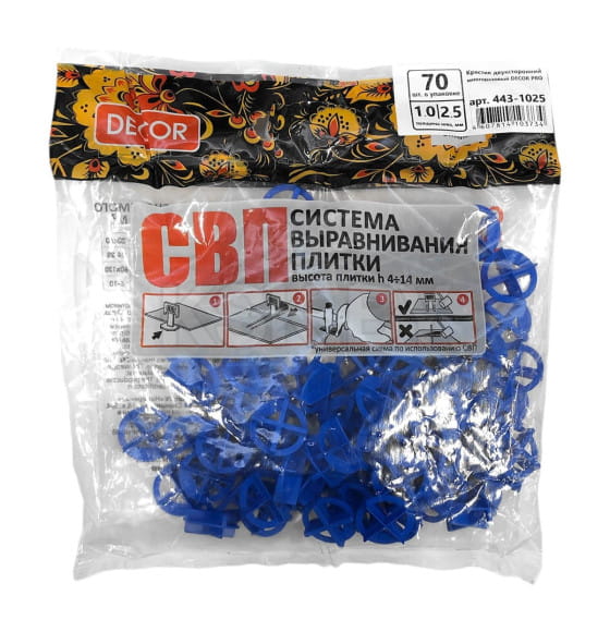 Крестики для кафеля 1/2,5 мм, 70 шт. DECOR (443-1025) 