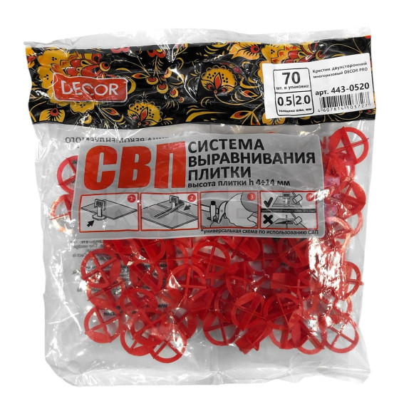 Крестики для кафеля 0.5/2 мм, 70 шт. DECOR (443-0520)
