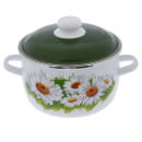 Кастрюля сферическая СтальЭмаль "Ромашки лето" (3,0л) 6RC181M белоснежный (65316) 