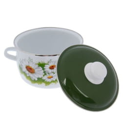 Кастрюля сферическая СтальЭмаль "Ромашки лето" (3,0л) 6RC181M белоснежный