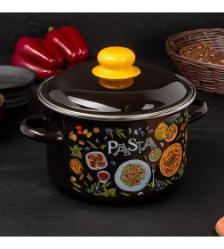 Кастрюля цилиндрическая СтальЭмаль "Pasta" (3л) 1RD181M черный