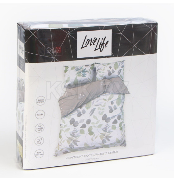 Постельное бельё LoveLife 1,5сп «Весна», 143х215см, 150х225см, 50х70см-2шт, 100%хлопок сатин, 125г/м² (9861654) 