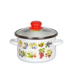 Кастрюля цилиндрическая СтальЭмаль "Вкус лета" (5,5л) 1RD221S белоснежный