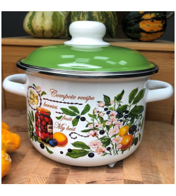 Кастрюля цилиндрическая СтальЭмаль "Вкусный компот" (3,0л) 6RD181M белоснежный