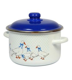 Кастрюля цилиндрическая СтальЭмаль "Гуси" (4,0л) 6RD201M белоснежный