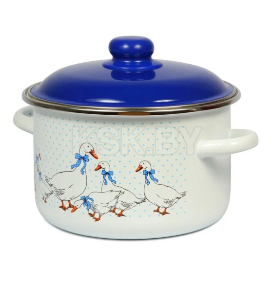 Кастрюля цилиндрическая СтальЭмаль "Гуси" (4,0л) 6RD201M белоснежный (91870) 