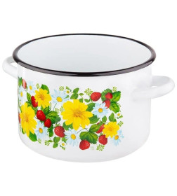 Кастрюля цилиндрическая СтальЭмаль "Земляника" (2,9л) 1с16я/1 белоснежный