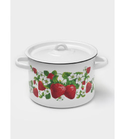 Кастрюля цилиндрическая СтальЭмаль "Клубничная поляна" (4,5л) 1с17с белоснежный