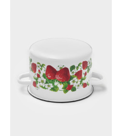 Кастрюля цилиндрическая СтальЭмаль "Клубничная поляна" (4,5л) 1с17с белоснежный