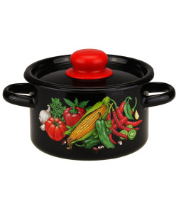 Кастрюля цилиндрическая СтальЭмаль "Кукуруза" (1,5л) 1с15с/1 черный