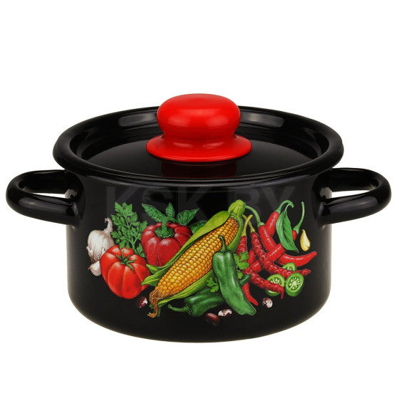 Кастрюля цилиндрическая СтальЭмаль "Кукуруза" (1,5л) 1с15с/1 черный (00109408) 