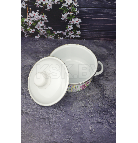 Кастрюля цилиндрическая СтальЭмаль "Мозаика" (1,5л) 1RB161M белоснежный (49222) 