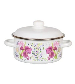 Кастрюля цилиндрическая СтальЭмаль "Мозаика" (3,0л) 1RB201M белоснежный