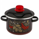 Кастрюля цилиндрическая СтальЭмаль "Рябина" (2,0л) 7RD161M черный (43926) 