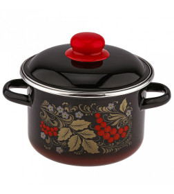 Кастрюля цилиндрическая СтальЭмаль "Рябина" (2,0л) 7RD161M черный