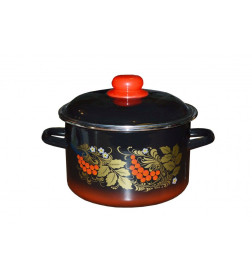 Кастрюля цилиндрическая СтальЭмаль "Рябина" (2,0л) 7RD161M черный