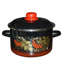 Кастрюля цилиндрическая СтальЭмаль "Рябина" (3,0л) 7RD181M черный