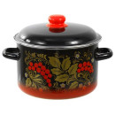 Кастрюля цилиндрическая СтальЭмаль "Рябина" (5,5л) 7RD221M черный (46531) 