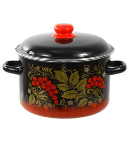 Кастрюля цилиндрическая СтальЭмаль "Рябина" (5,5л) 7RD221M черный