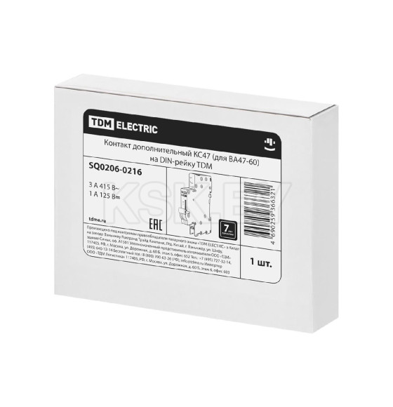 Контакт дополнительный КС47 (для ВА47-60) на DIN-рейку TDM SQ0206-0216 (SQ0206-0216) 