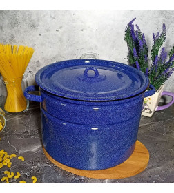 Кастрюля цилиндрическая СтальЭмаль (12,5л) 2с300 син. с зерн.