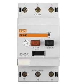 Пускатель ПРК80-63 In=63A Ir=40-63A Ue 660В TDM SQ0212-0024