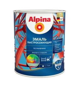 Грунт-эмаль алкидная "Alpina Эмаль быстросохнущая по ржавчине шелковисто-матовая,  База 1, 2,5 л/3,08 кг
