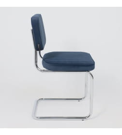 Кресло СЛАВИЯ Люкс, Kiton 707 синий велюр/хром