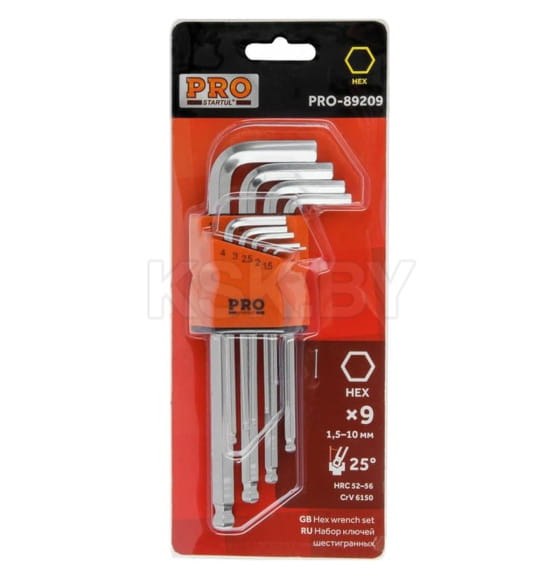 Набор ключей шестигранных 1,5-10 мм длинных с шаром (9 шт.) PRO STARTUL PRO-89209 (PRO-89209) 