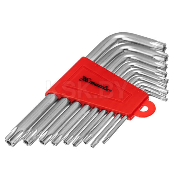 Набор ключей имбусовых TORX T10-T50 CrV, короткие, сатинированные (9 шт.) Matrix 12305 (12305) 