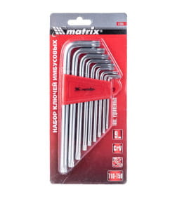 Набор ключей имбусовых TORX T10-T50 CrV, удлиненные, сатинированные (9 шт.) Matrix 12306