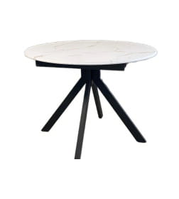 Стол обеденный "Москва" 1000(1400) мм бабочка (МДФ Мрамор Византийский SSK461/рама черная/Металл черный) Элементика