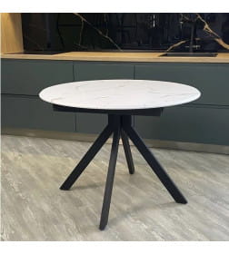 Стол обеденный "Москва" 1000(1400) мм бабочка (МДФ Мрамор Византийский SSK461/рама черная/Металл черный) Элементика