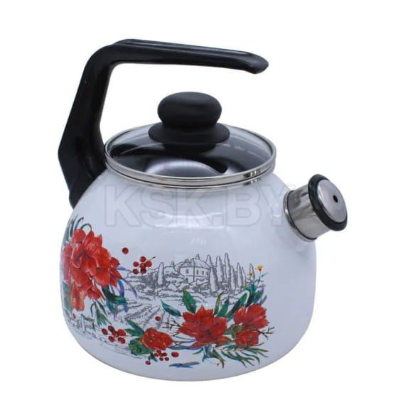 Чайник СтальЭмаль "Амариллис" (3,0л) 4с209я белоснежный со свистком (98945) 