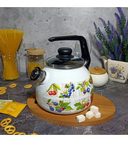 Чайник СтальЭмаль "Вкус лета" (3,0л) 4с209я белоснежный со свистком