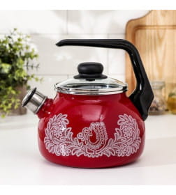 Чайник СтальЭмаль "Вологодское кружево" (3,0л) 4с209я виш. со свистком