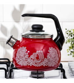 Чайник СтальЭмаль "Вологодское кружево" (3,0л) 4с209я виш. со свистком