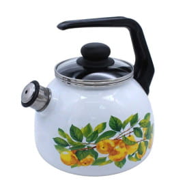 Чайник СтальЭмаль "Грушевый сад" (3,0л) 4с209я белоснежный со свистком