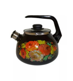 Чайник СтальЭмаль "Жостово" (2,0л) 4с210я черный со свистком