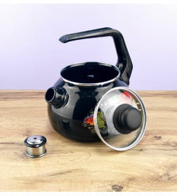 Чайник СтальЭмаль "Жостово" (2,0л) 4с210я черный со свистком