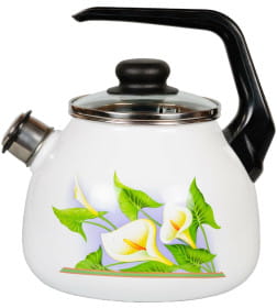 Чайник СтальЭмаль "Каллы" (3,0л) 4с209я белоснежный со свистком