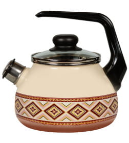 Чайник СтальЭмаль "Шоколад" (3,0л) 4с209я сл. кость со свистком